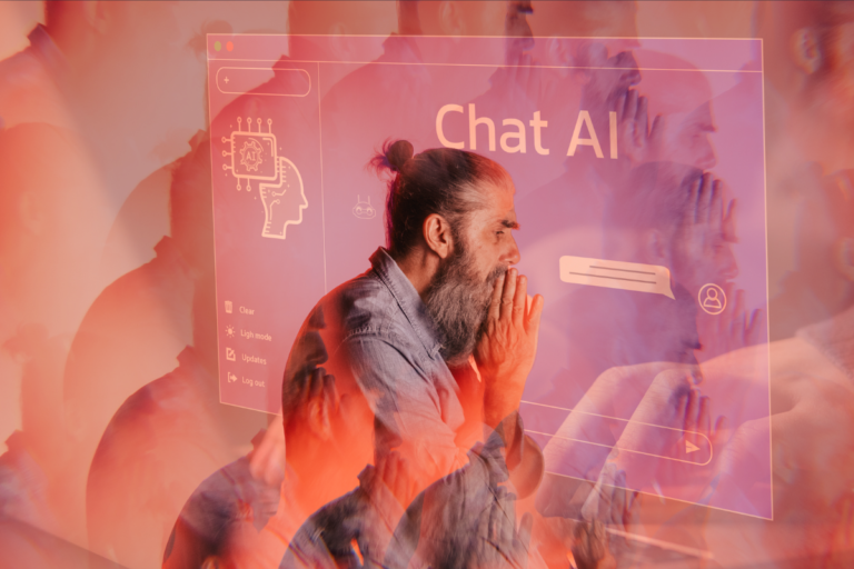 blurry profile portrait of man with ai